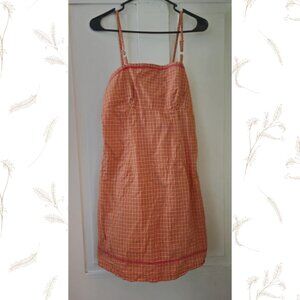 Request Orange 100% Cotton Gingham Sundress Sz Medium